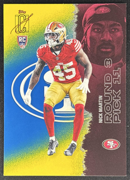 Nick Martin 2025 Topps Signature Class Rookie Blue & Yellow Foil 49ers - Front