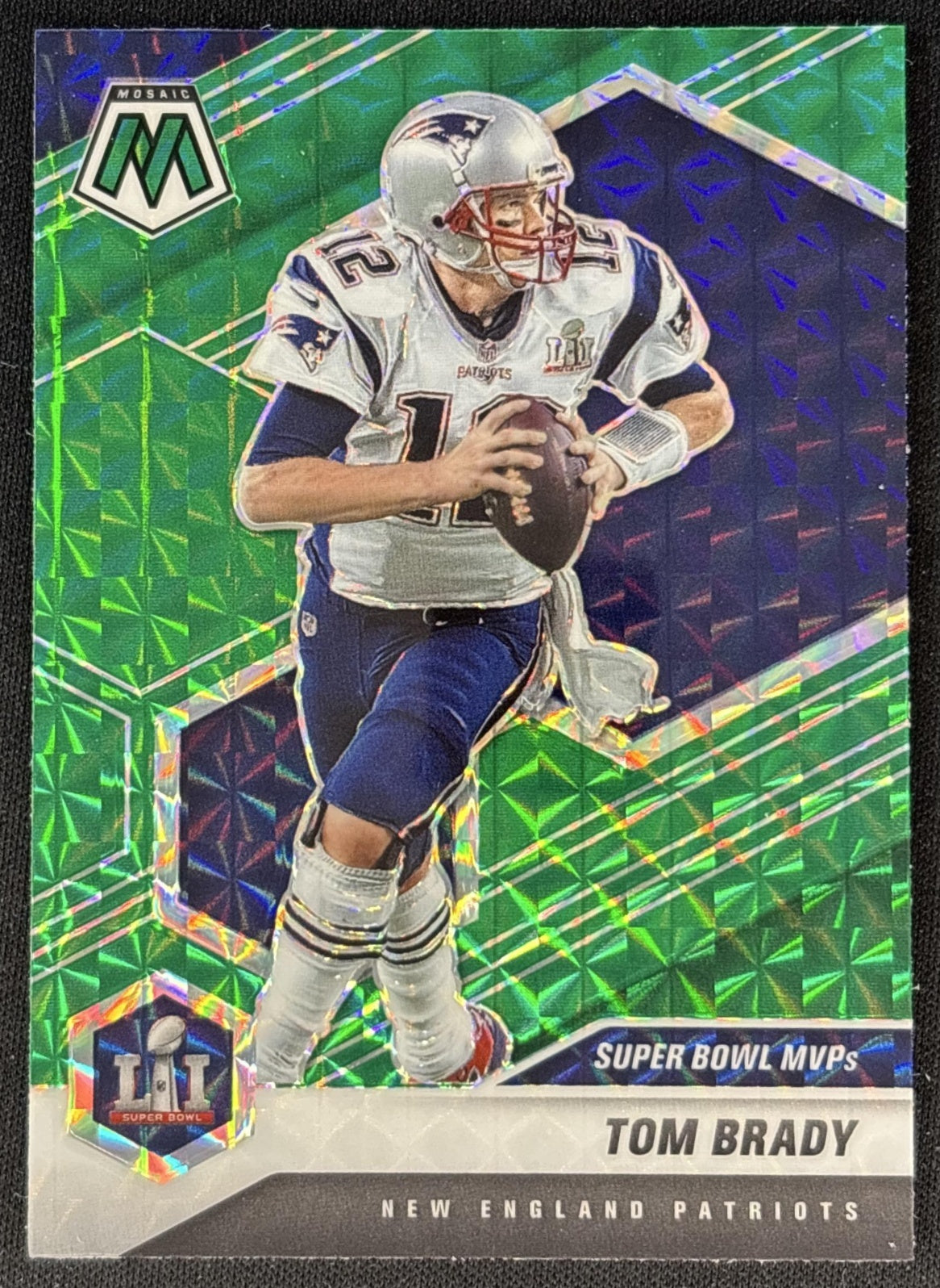 Tom Brady 2021 Panini Mosaic Prizm Green Patriots front