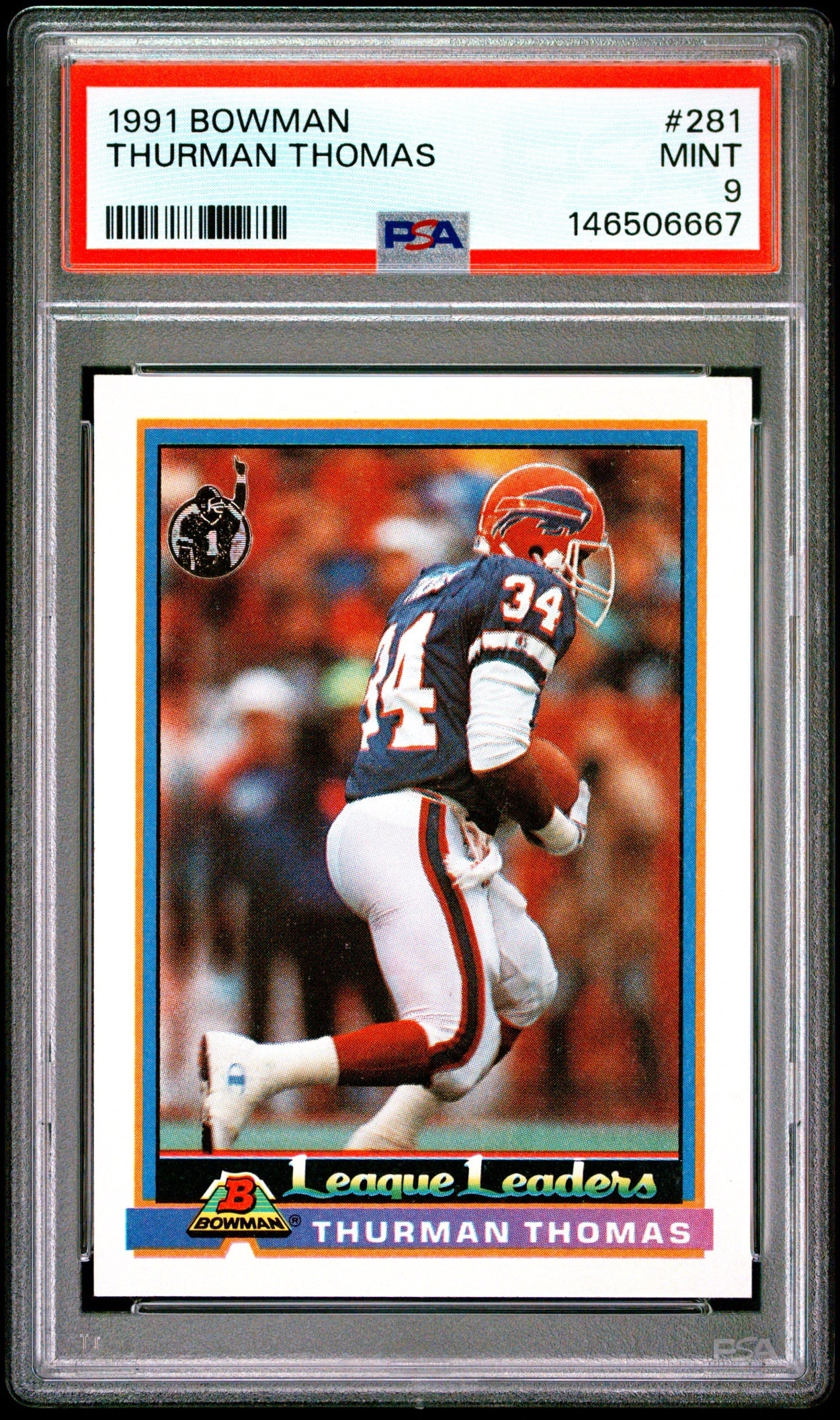 Thurman Thomas 1991 Bowman PSA 9 Bills front