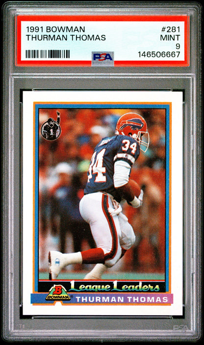 Thurman Thomas 1991 Bowman PSA 9 Bills front