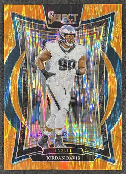 Jordan Davis 2024 Panini Select Concourse Orange Prizm Shock /499 Eagles front