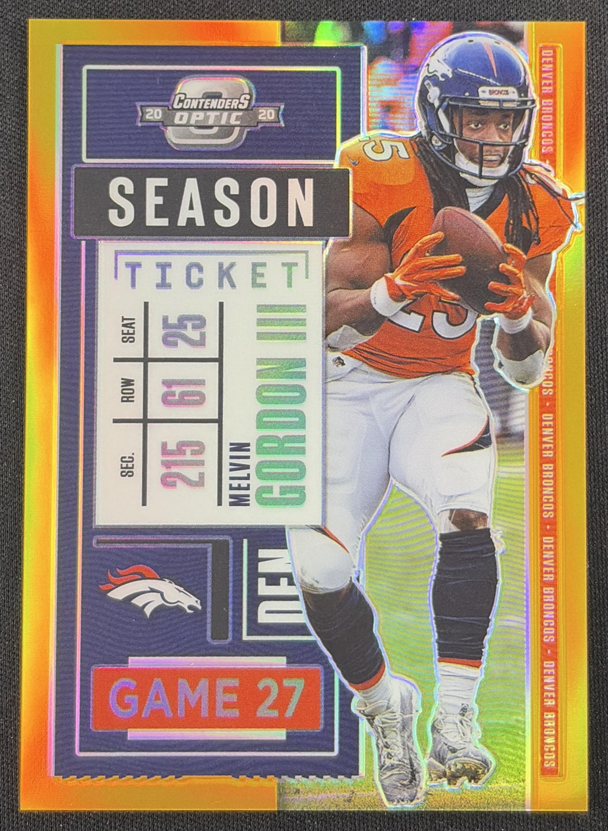 Melvin Gordon III 2020 Panini Contenders Optic Orange /50 Broncos