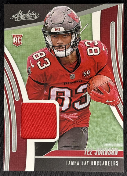 Tez Johnson 2025 Panini Absolute Rookie Materials Buccaneers front