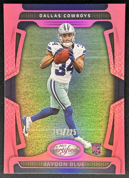 Jaydon Blue 2025 Panini Certified Rookies Mirror Pink /225 Cowboys
