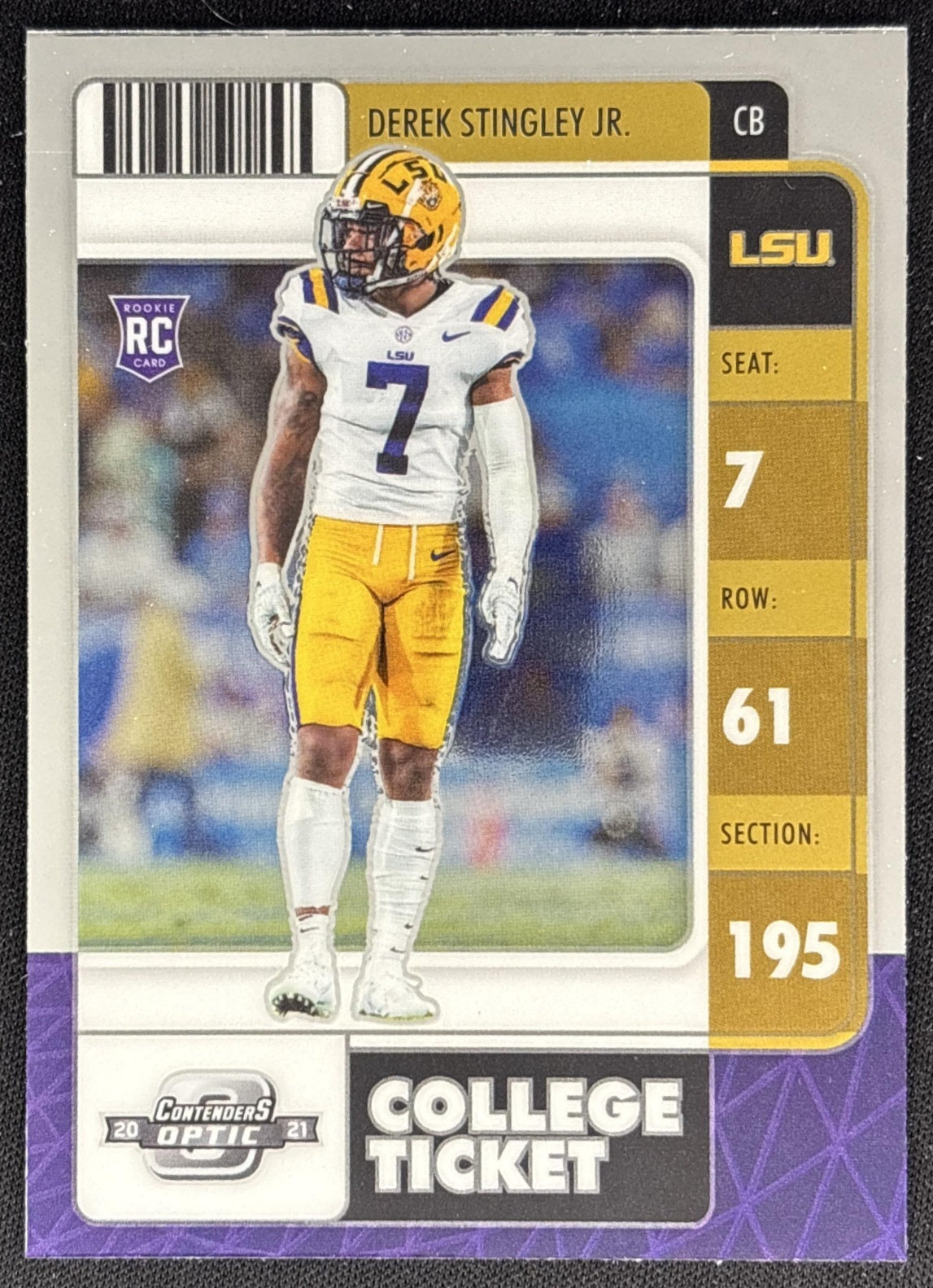 Derek Stingley Jr. 2022 Panini Chronicles Draft Picks Contenders Optic Tigers front