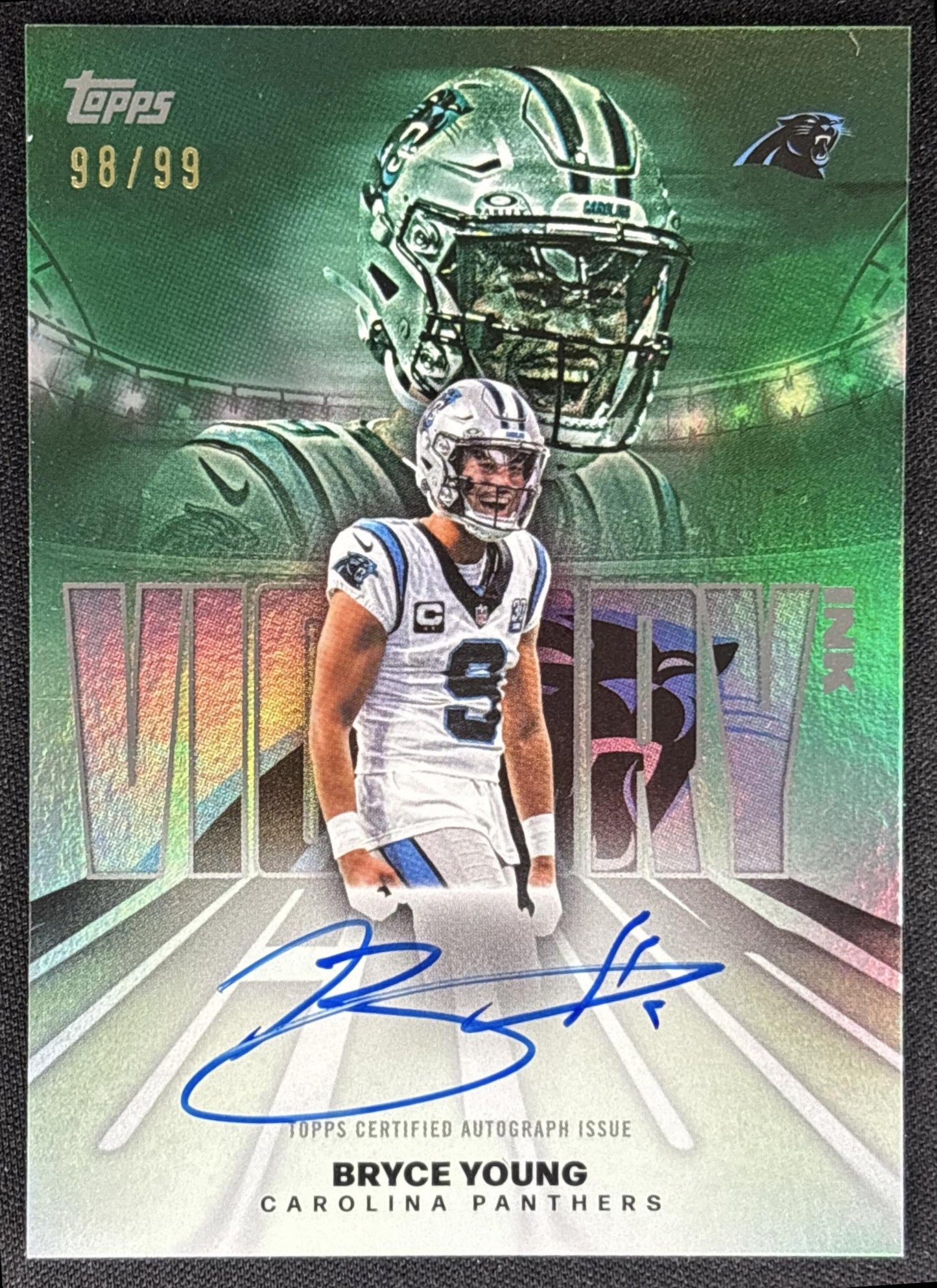 Bryce Young 2026 Topps Victory Ink Auto Green Foil /99 Panthers