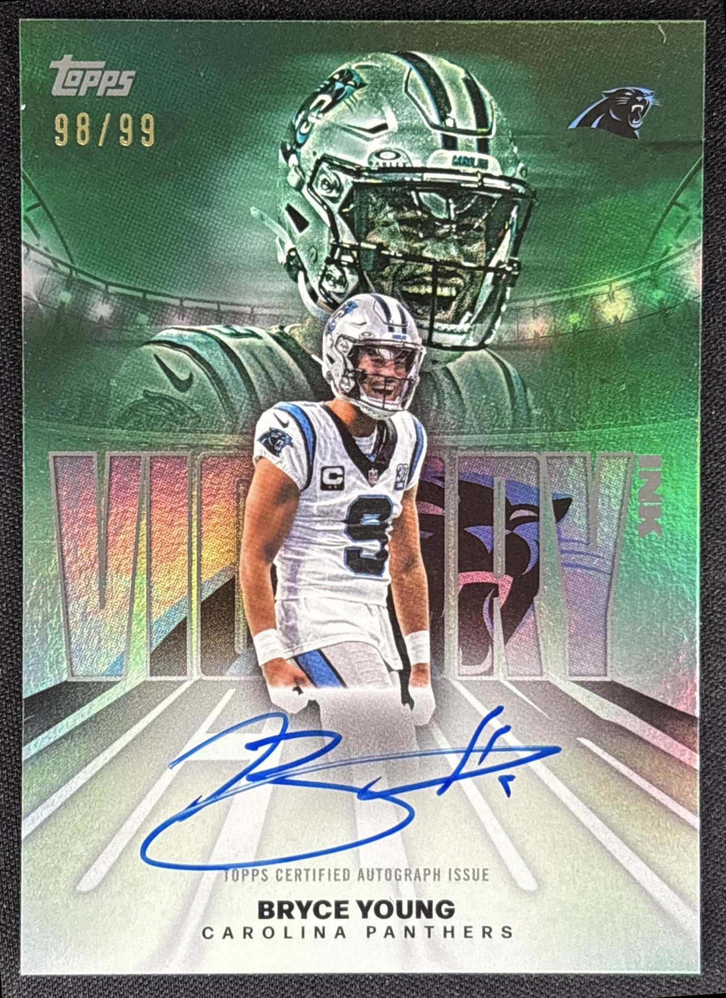 Bryce Young 2026 Topps Victory Ink Auto Green Foil /99 Panthers