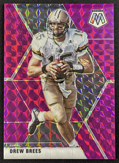Drew Brees 2021 Panini Mosaic Draft Picks Mosaic Purple /49 Saints