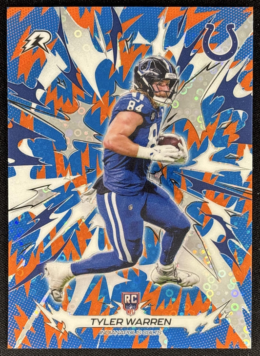 Tyler Warren 2025 Topps Resurgence Blue and Orange Spark Refractor Colts