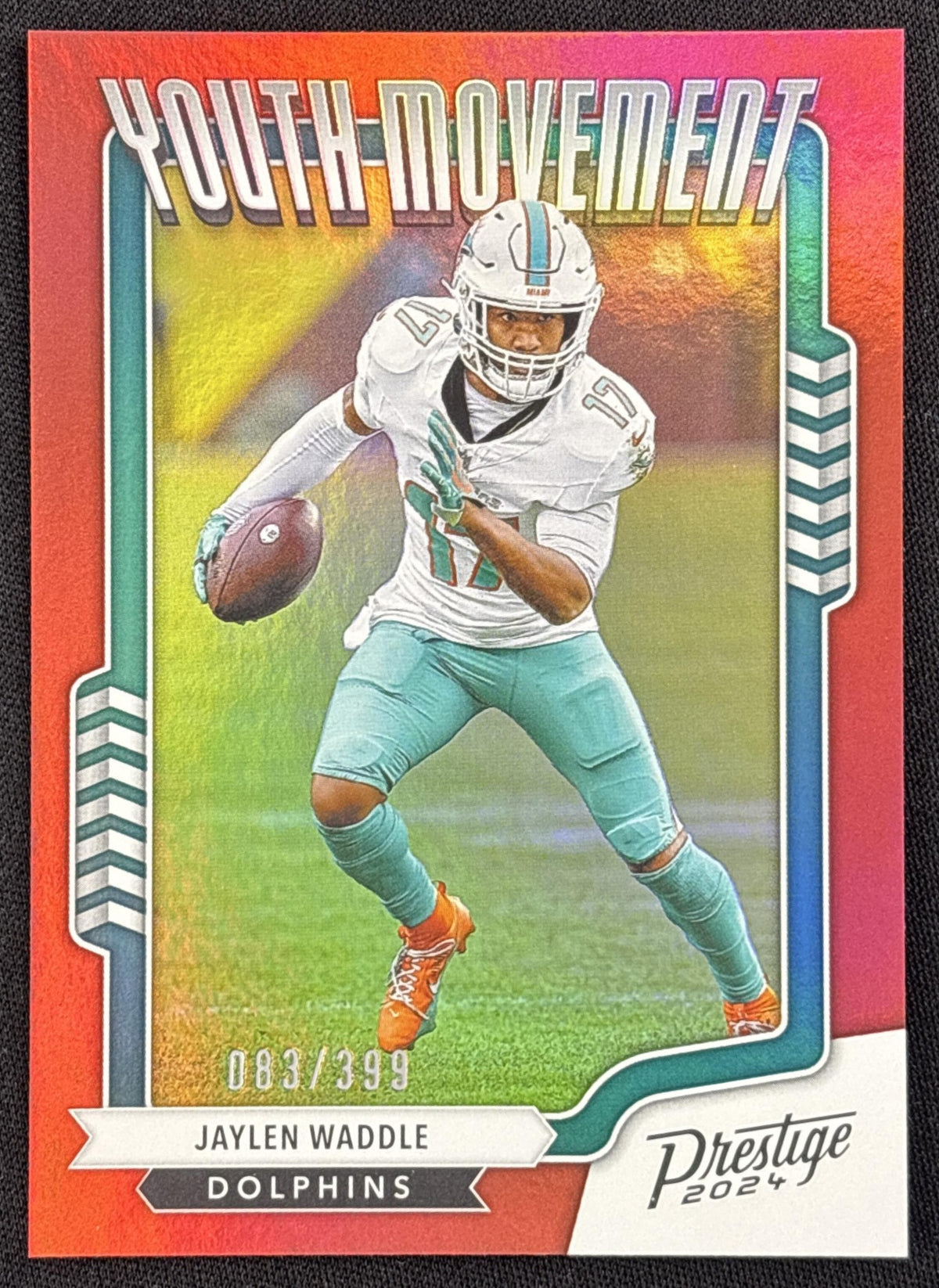Jaylen Waddle 2024 Panini Prestige Youth Movement Xtra Points Red /399 Dolphins