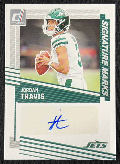Jordan Travis 2025 Panini Donruss Signature Marks Jets