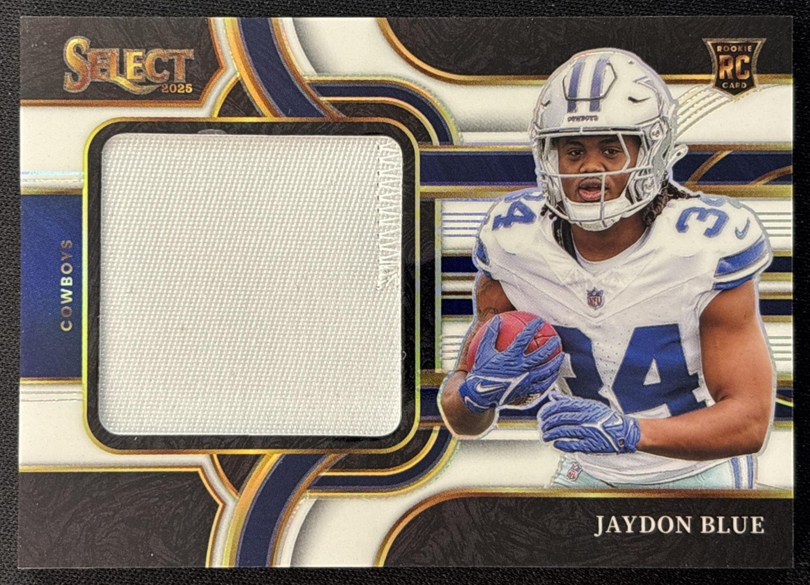 Jaydon Blue 2025 Panini Select Jumbo Rookie Swatch White Prizm /99 Cowboys front