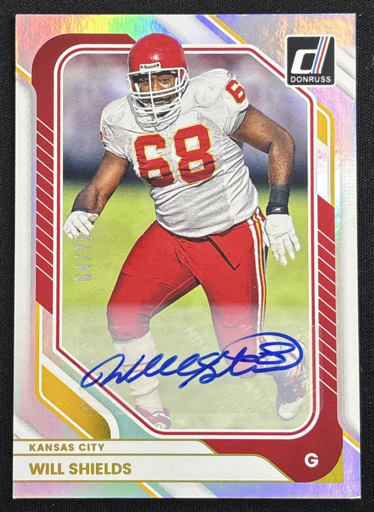 Will Shields 2026 Panini Donruss Auto Holo /75 Chiefs sports trading card front