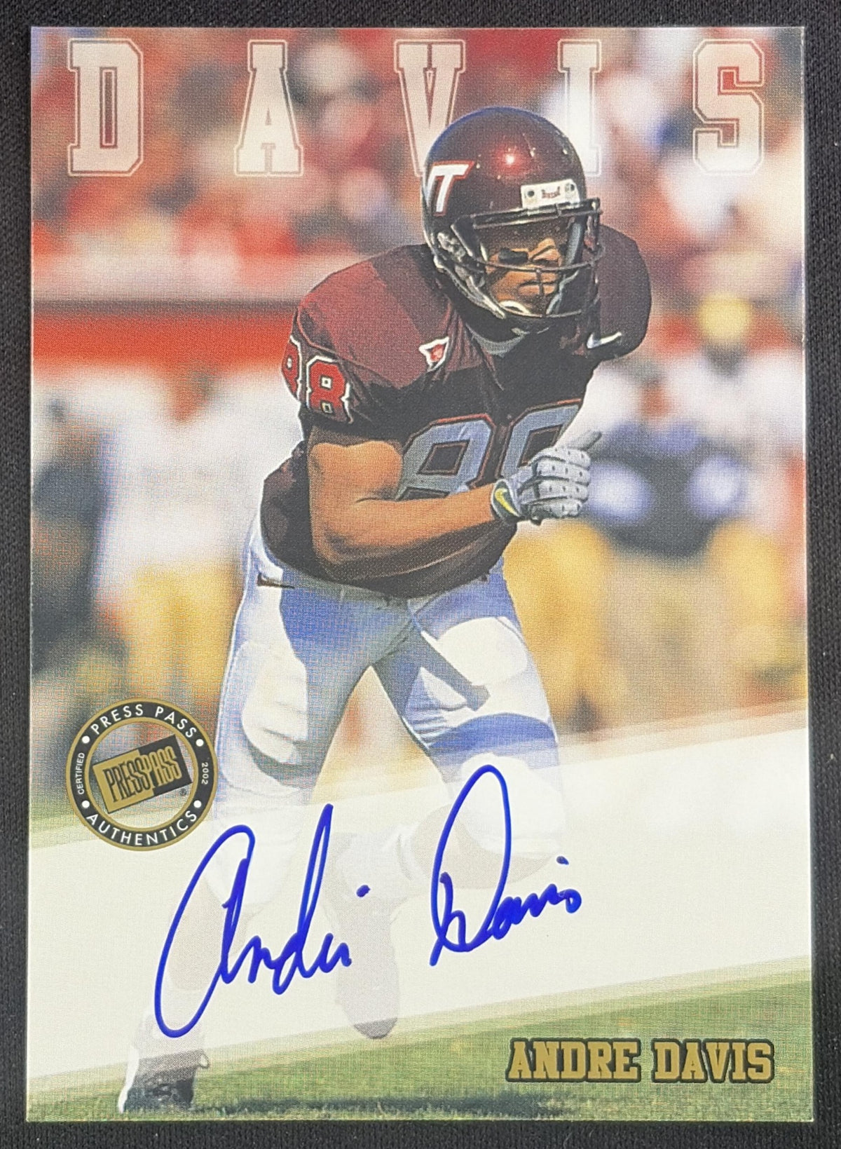 Andre Davis 2002 Press Pass Auto Hokies