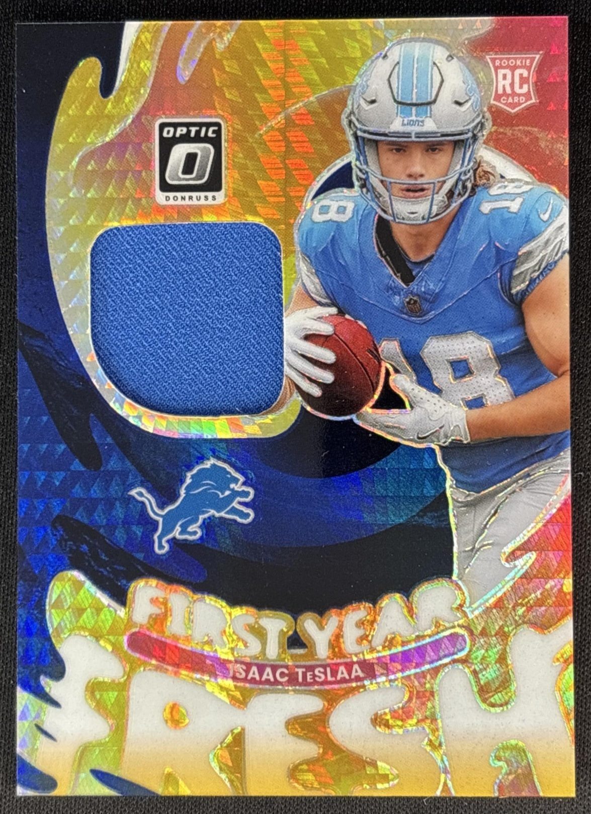 Isaac TeSlaa 2025 Panini Donruss Optic First Year Fresh Blue Hyper Prizm Lions Sports Trading Cards