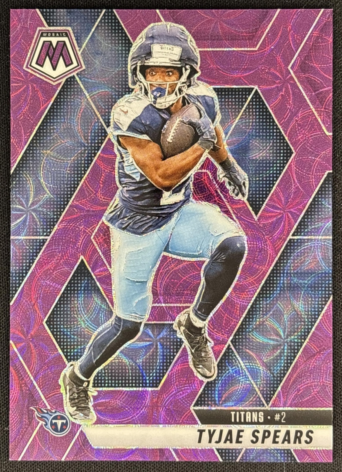 Tyjae Spears 2025 Panini Mosaic Purple Scope Prizm Titans