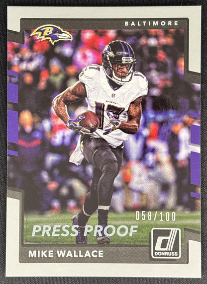 Mike Wallace 2017 Panini Donruss Press Proof Silver /100 Ravens front