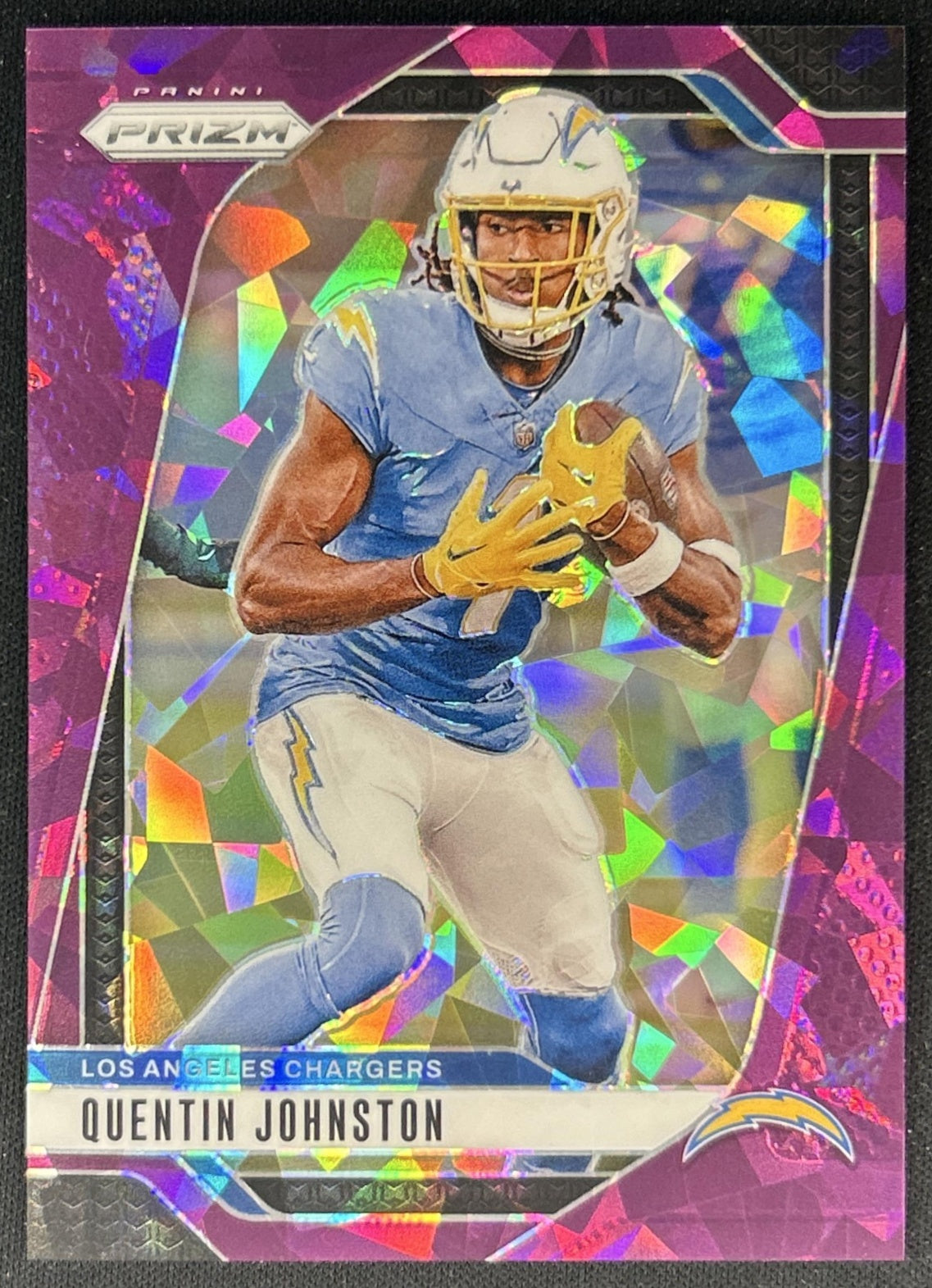 Quentin Johnston 2024 Panini Prizm Purple Ice /225 Chargers front