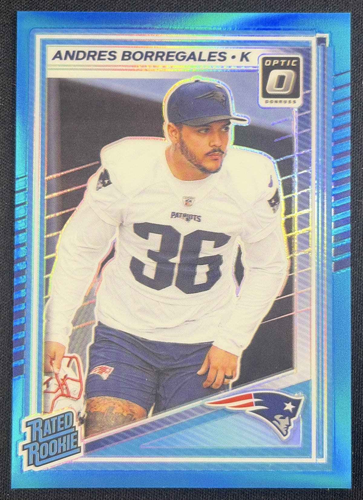 Andres Borregales 2025 Panini Donruss Optic Rated Rookie Aqua Prizm /349 Patriots