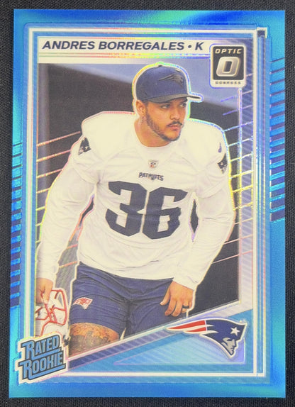 Andres Borregales 2025 Panini Donruss Optic Rated Rookie Aqua Prizm /349 Patriots