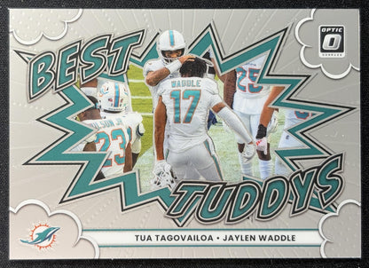 Jaylen Waddle Tua Tagovailoa 2025 Donruss Optic Best Tuddys Dolphins Front