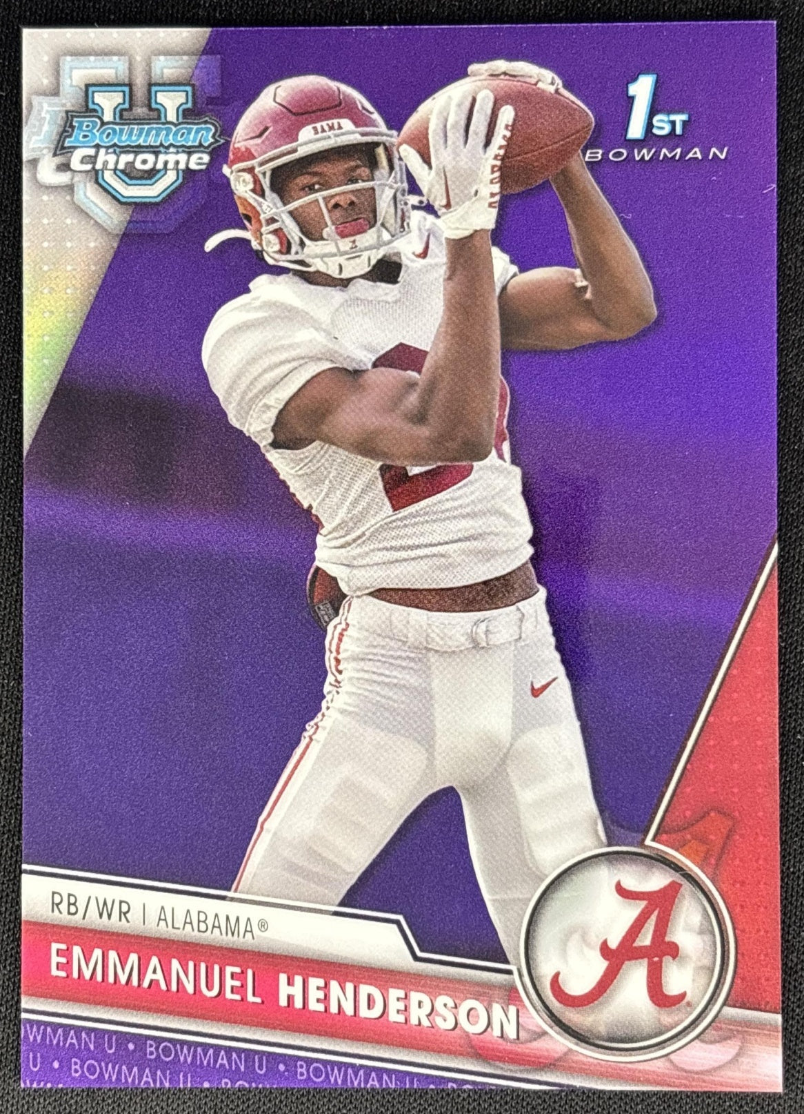 Emmanuel Henderson 2023 University Chrome Purple Refractor /399 Crimson Tide front