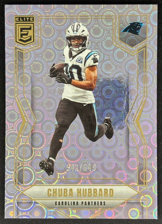Chuba Hubbard 2025 Donruss Elite Lavender Pyramids /649 Panthers front sports trading card