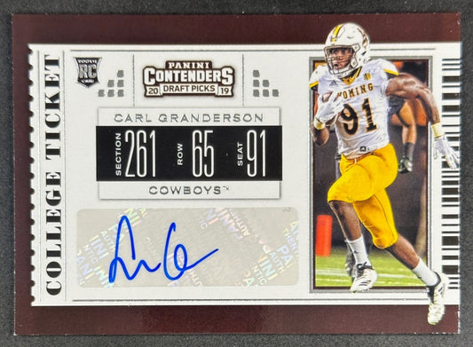Carl Granderson 2019 Contenders Draft Picks Collegiate front image