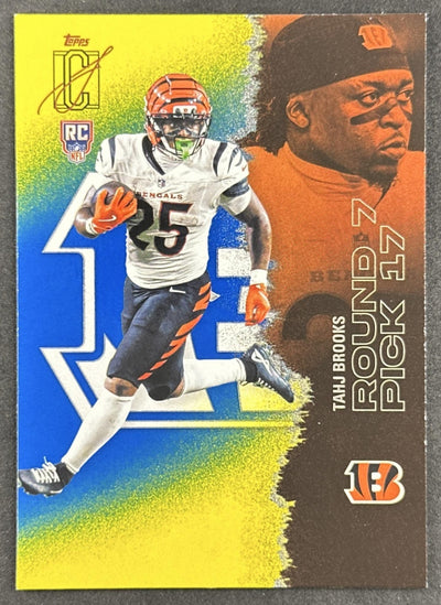 Tahj Brooks 2025 Topps Signature Class Rookie Blue & Yellow Foil Bengals Default Title Sports Trading Card