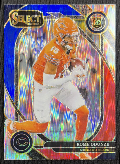 Rome Odunze 2024 Panini Select Club Red and Blue Prizm Shock Bears