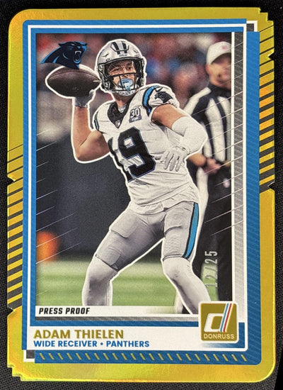 Adam Thielen 2025 Panini Donruss Press Proof Gold Die-Cut /25 Panthers Sports Trading Cards