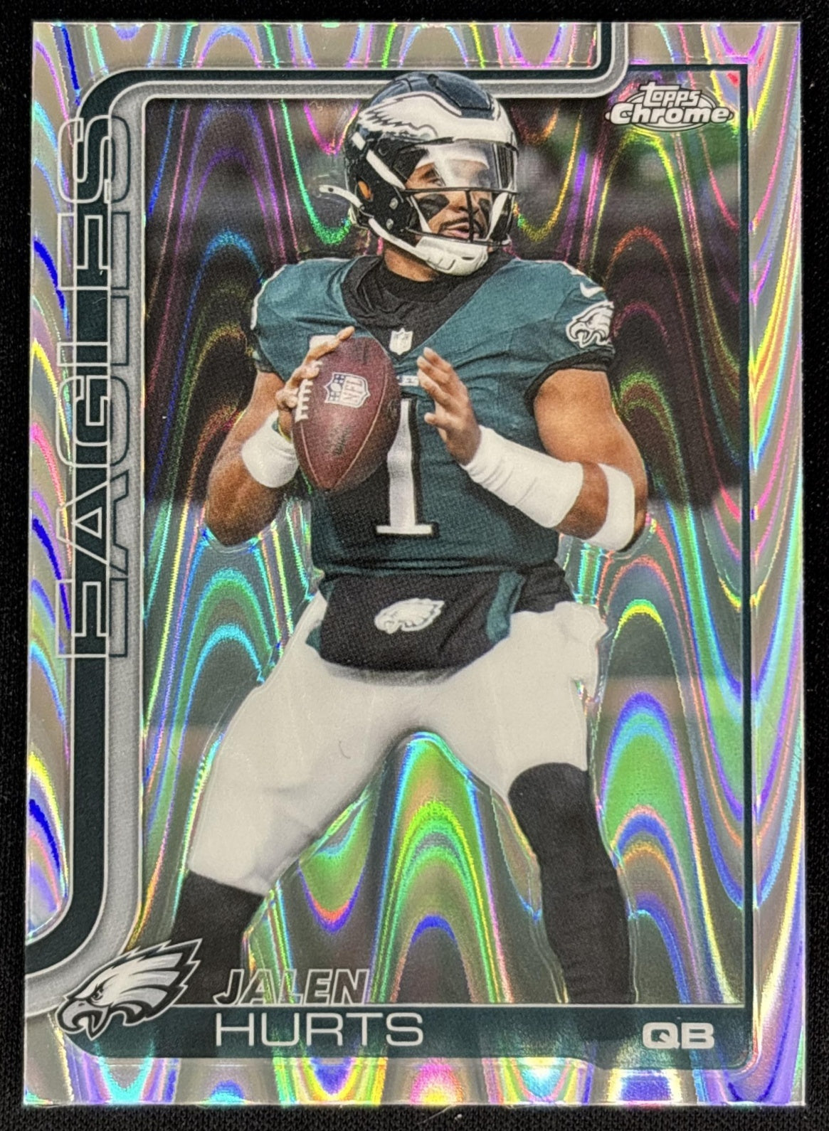 Jalen Hurts 2025 Topps Chrome RayWave Refractor Eagles front