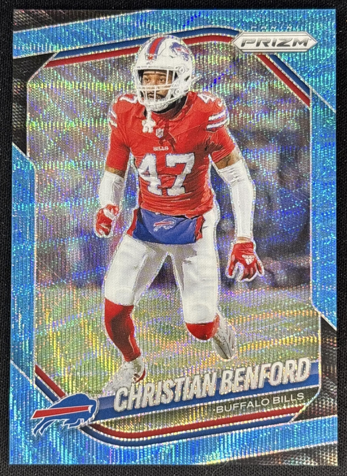 Christian Benford 2025 Panini Prizm Blue Wave /230 Bills Front