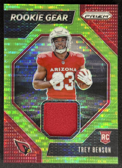 Trey Benson 2024 Panini Prizm Rookie Gear Neon Green Pulsar Cardinals Sports Trading Card