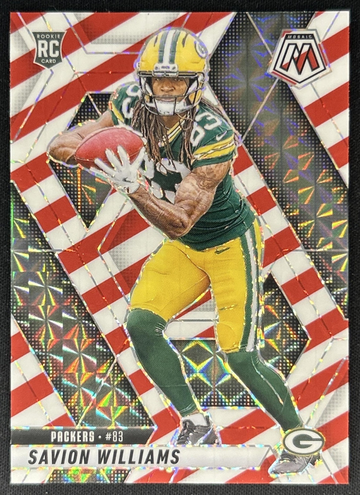 Savion Williams 2025 Panini Mosaic Rookies Red and White Stripe Prizm Packers