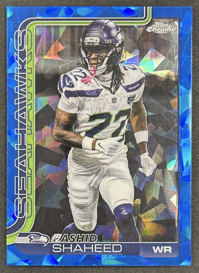 Rashid Shaheed 2025 Topps Chrome Sapphire Seahawks Sports Trading Card
