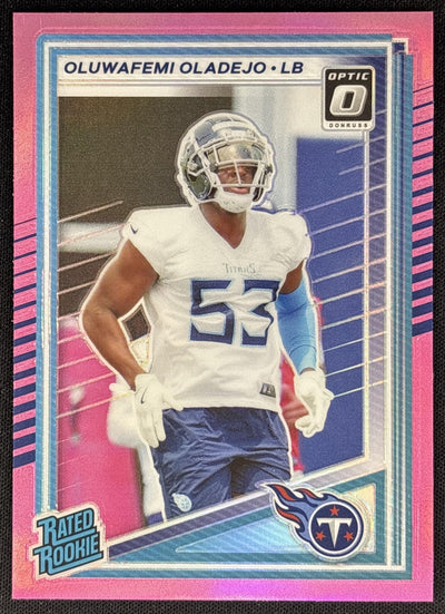 Oluwafemi Oladejo 2025 Panini Donruss Optic Rated Rookie Preview Pink Titans Sports Trading Cards