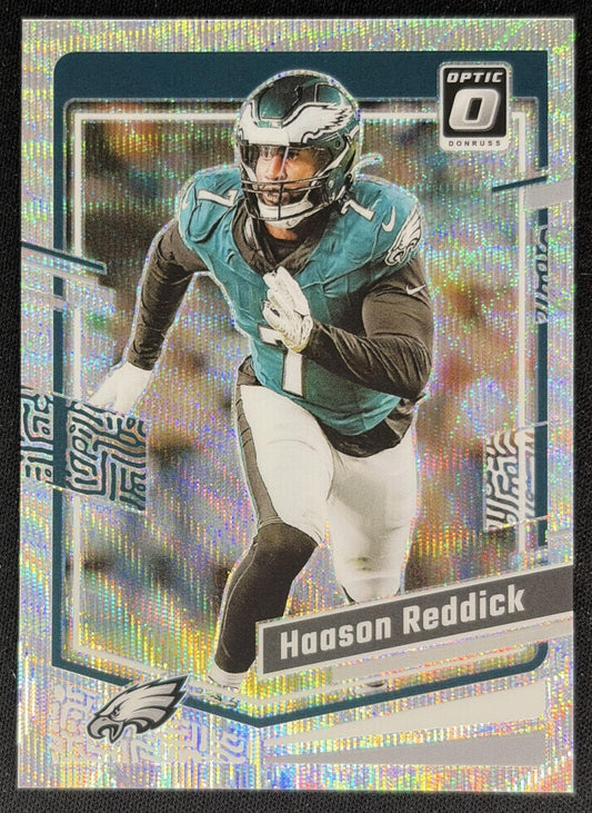 Haason Reddick 2023 Panini Donruss Optic Wave Prizm /300 Eagles front