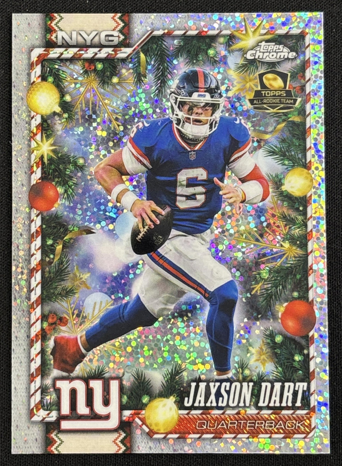 Jaxson Dart 2026 Topps Holiday Chrome Sparkle Refractor Giants Sports Trading Card