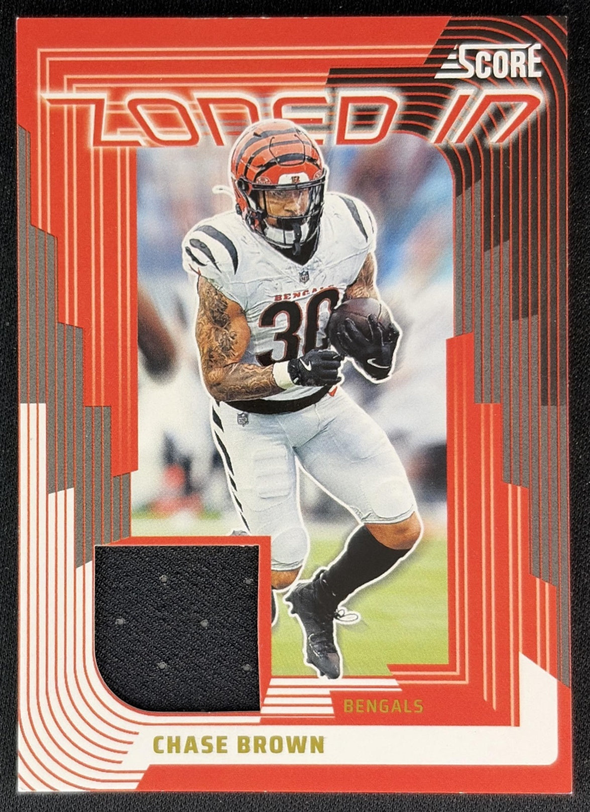 Chase Brown 2025 Panini Score Zoned In Jerseys Bengals front