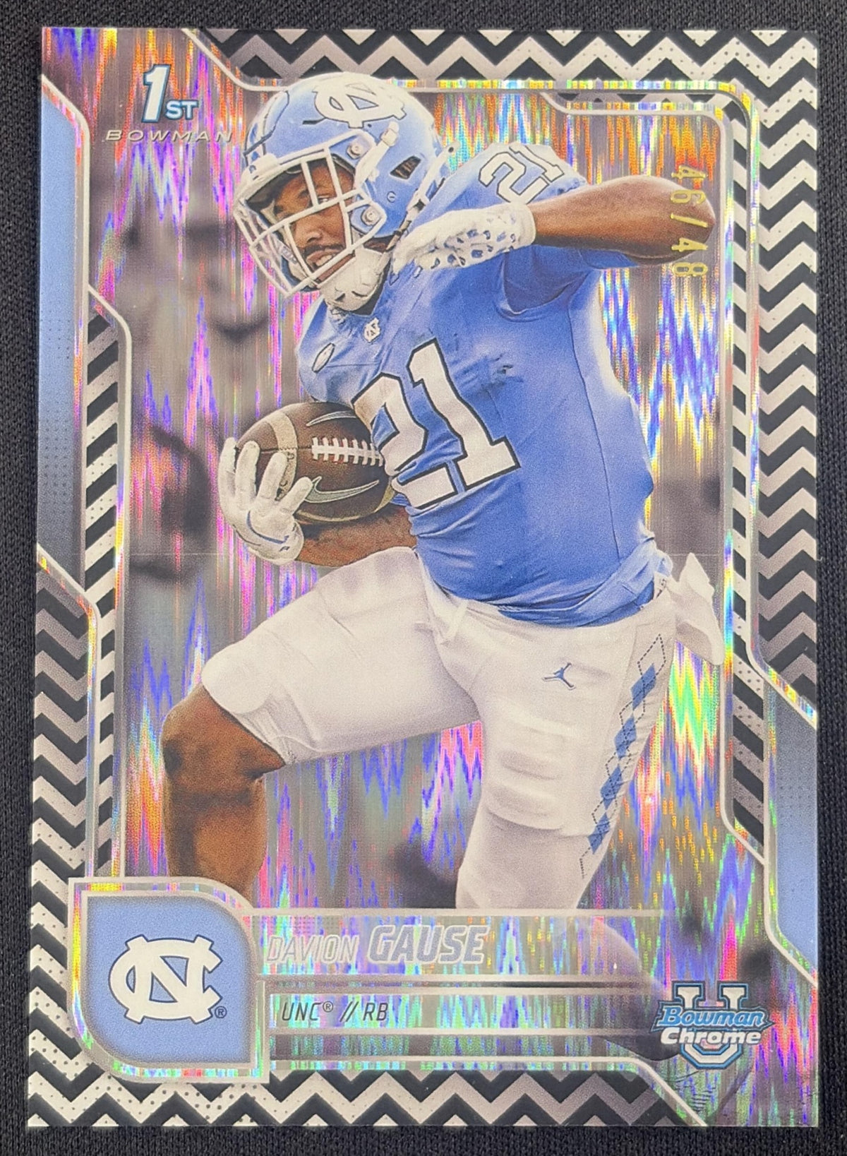 Davion Gause 2025 Bowman Chrome University Prospects Black & White Stealth Refractor /48 Tar Heels