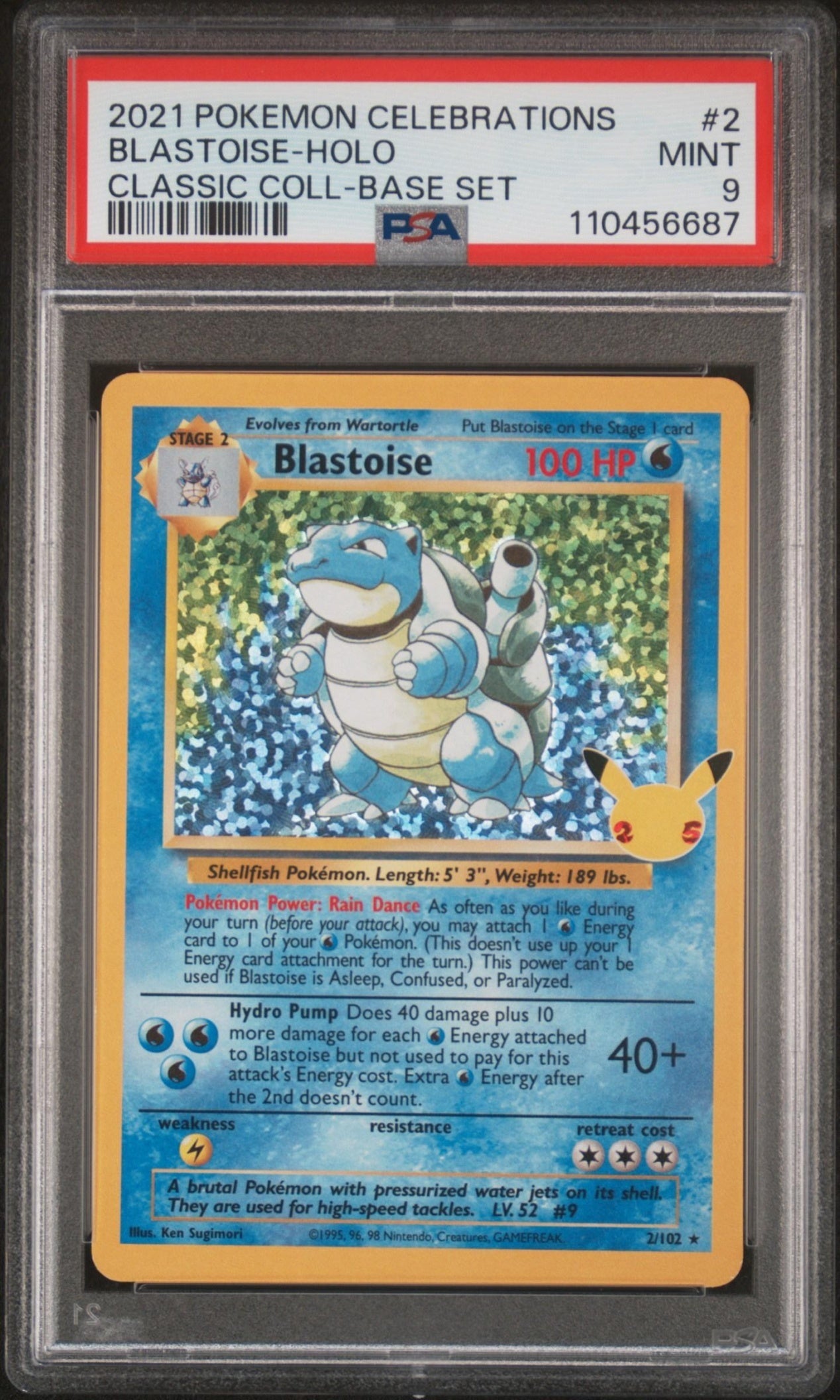 Blastoise 2021 Sword & Shield Celebrations Classic Collection PSA 9 - Front