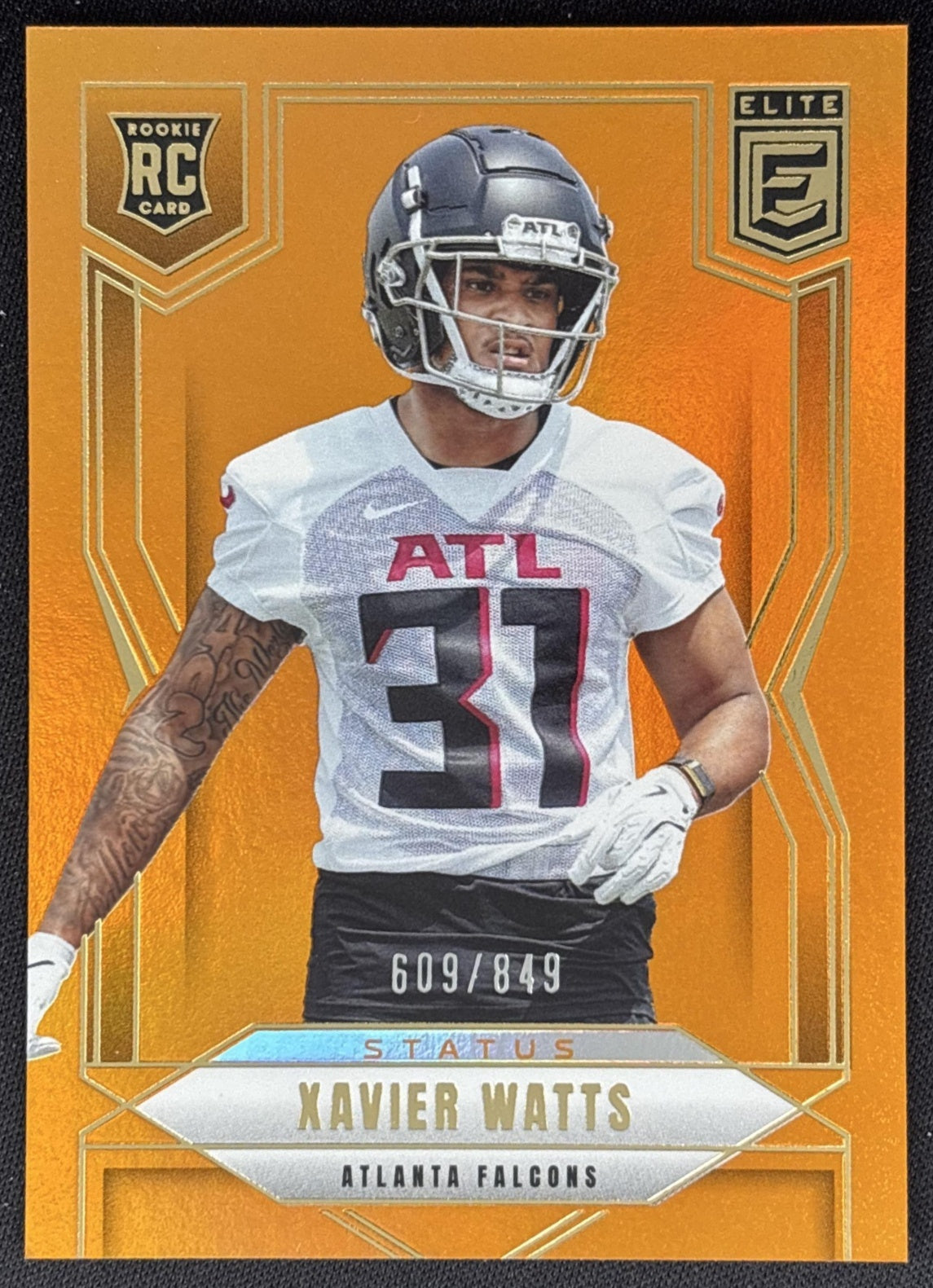 Xavier Watts 2025 Donruss Elite Rookies Status Metallic Orange /849 Falcons