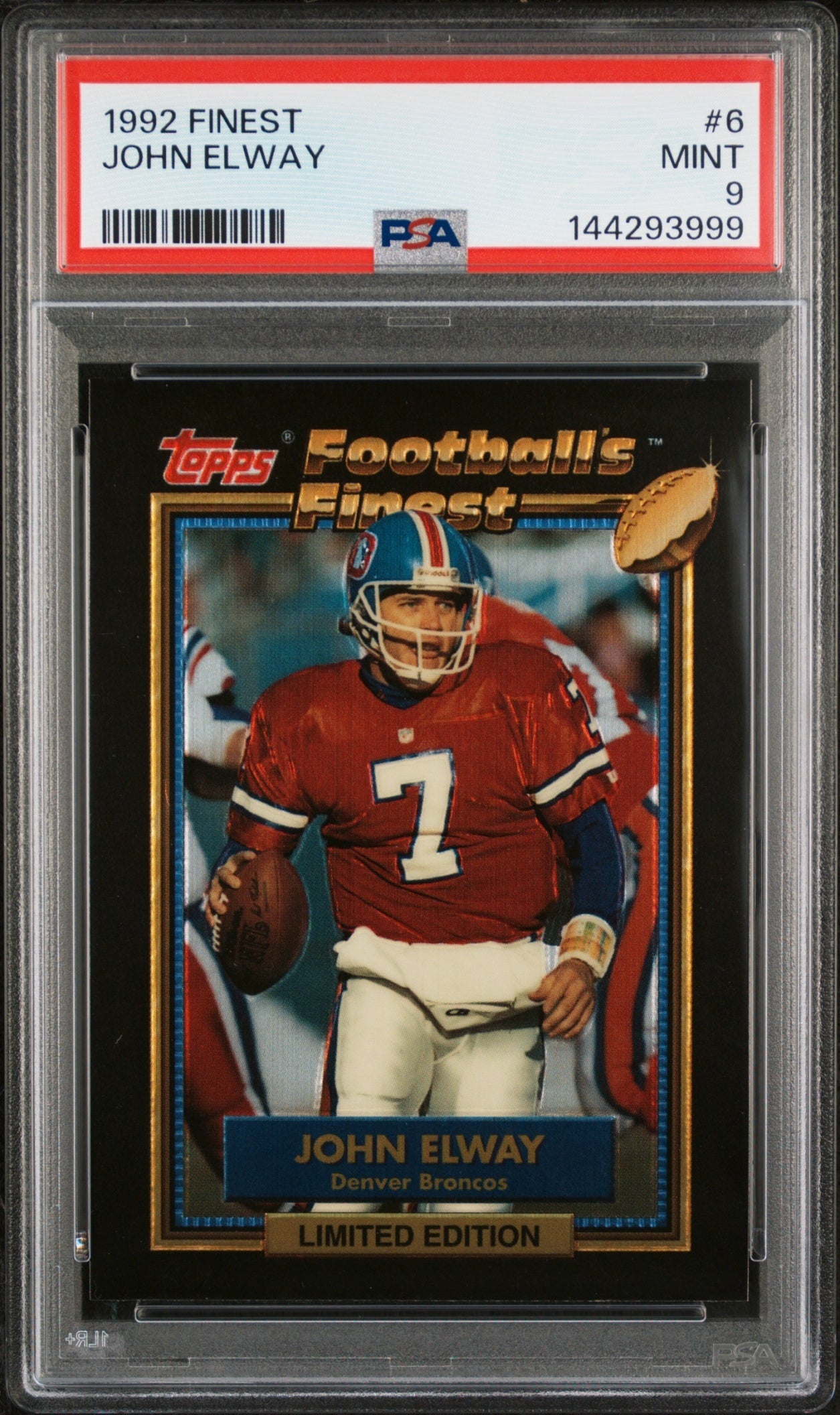 John Elway 1992 Topps Finest PSA 9 Broncos front