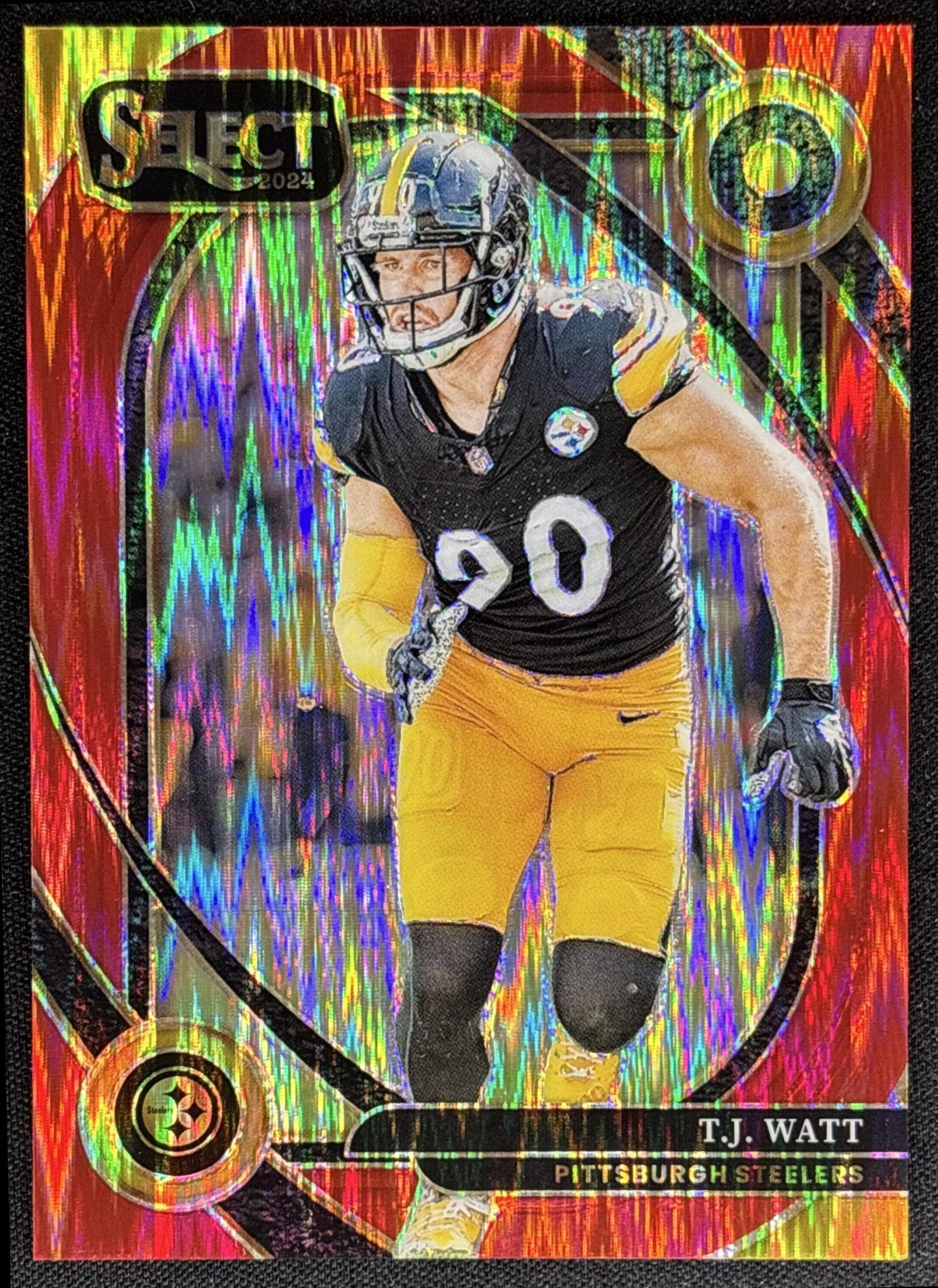 T.J. Watt 2024 Panini Select Club Red Prizm Shock /249 Steelers