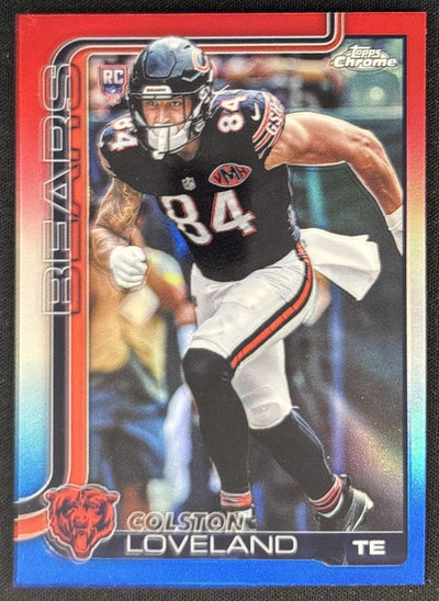 Colston Loveland 2025 Topps Chrome Rookie Red/White/Blue Refractor Bears front
