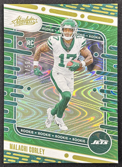Malachi Corley 2024 Panini Absolute Rookies Green Wave /50 Jets