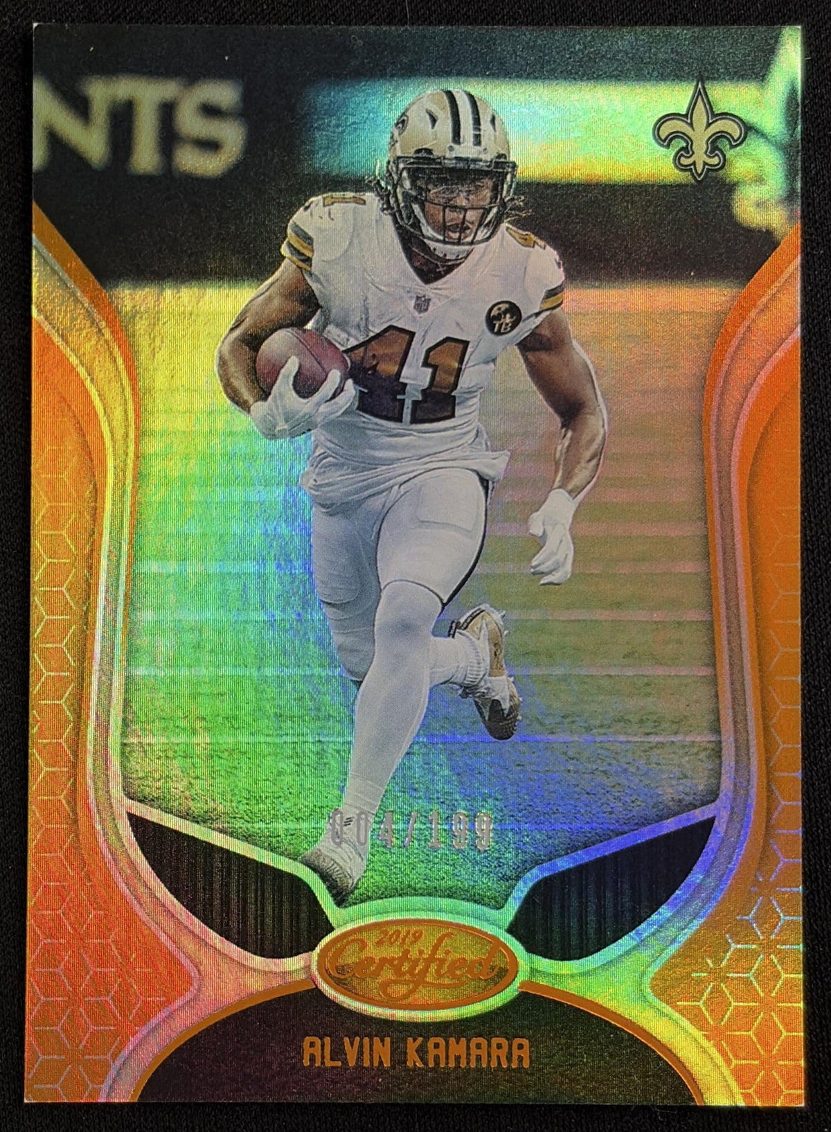 Alvin Kamara 2019 Panini Certified Mirror Orange /199 Saints - front