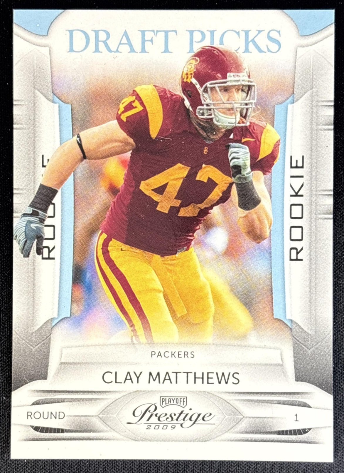Clay Matthews 2009 Panini Playoff Prestige Draft Picks Light Blue /999 Packers front