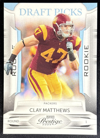 Clay Matthews 2009 Panini Playoff Prestige Draft Picks Light Blue /999 Packers front